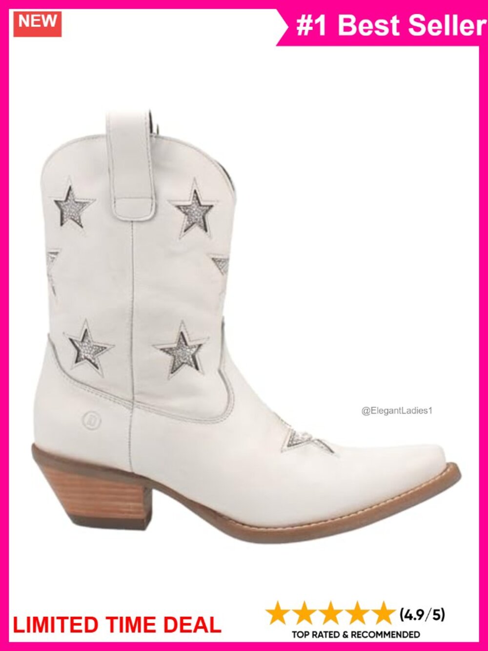 Leather Almond Toe Western Ankle Bootie Pull On Casual Boots